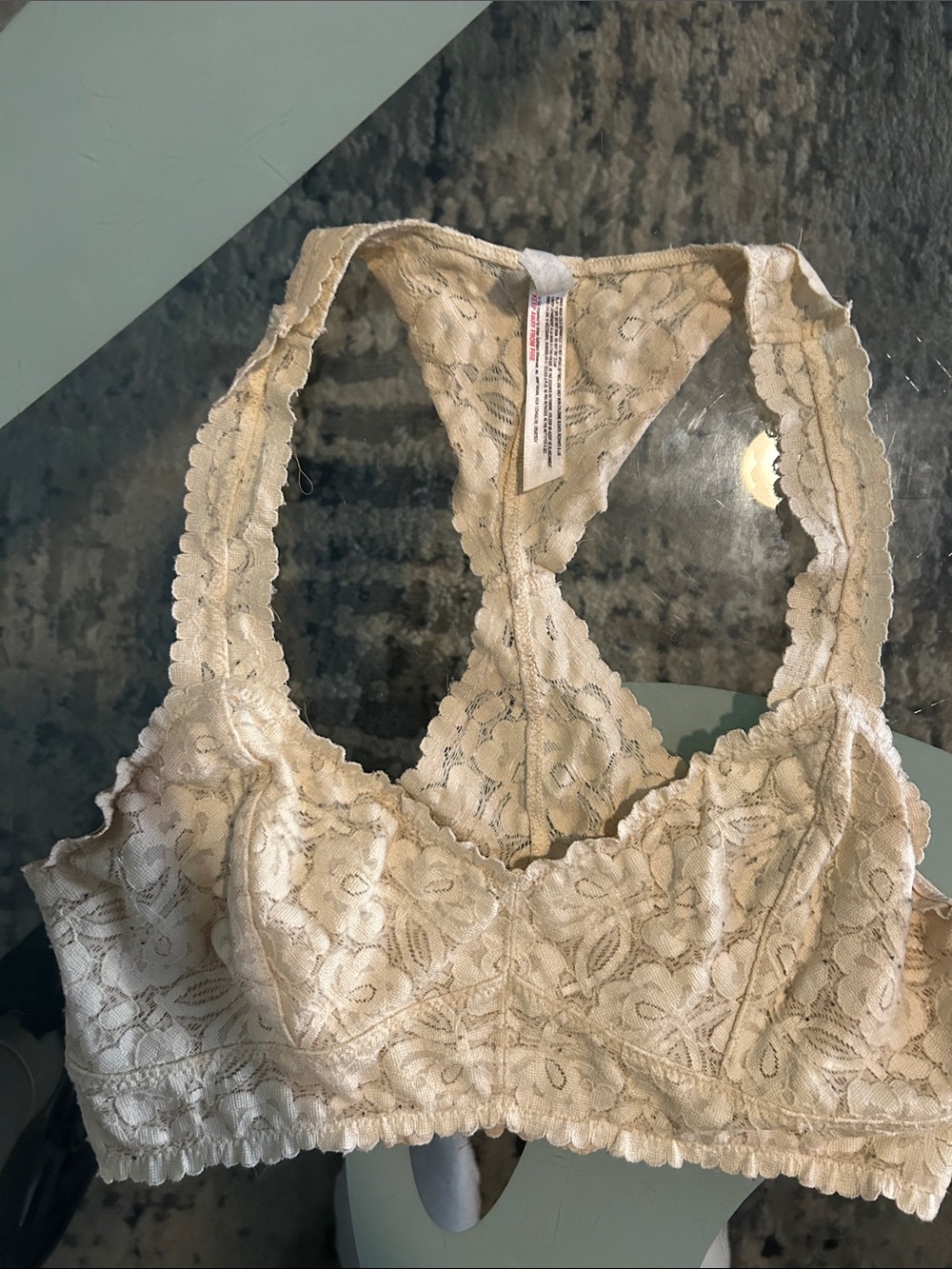 Free People Lace Racerback Bralette in Cream